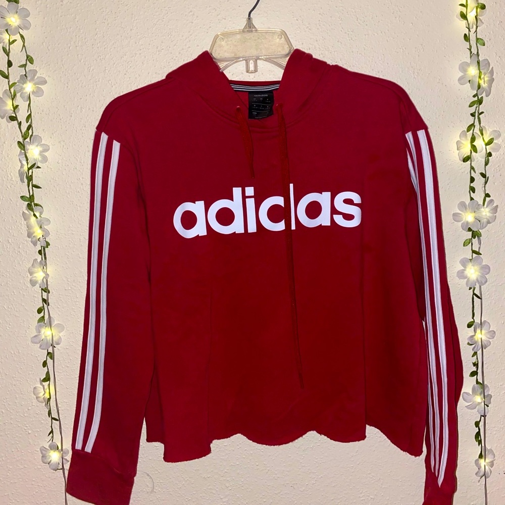 Adidas Cropped Red Hoodie